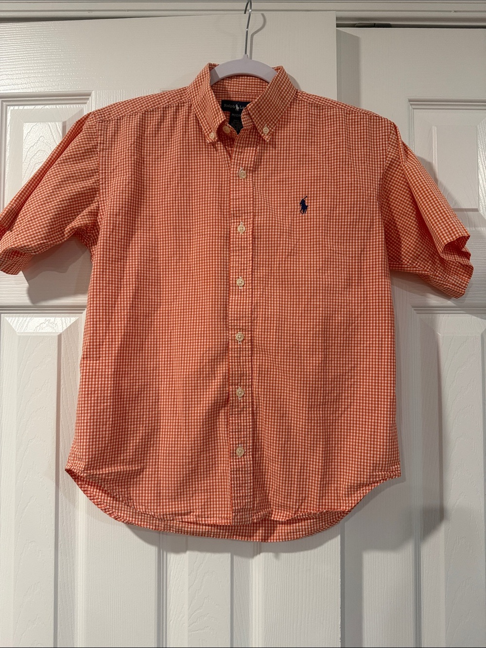 Polo by Ralph Lauren Orange Gingham Short-Sleeve Button-Down Shirt